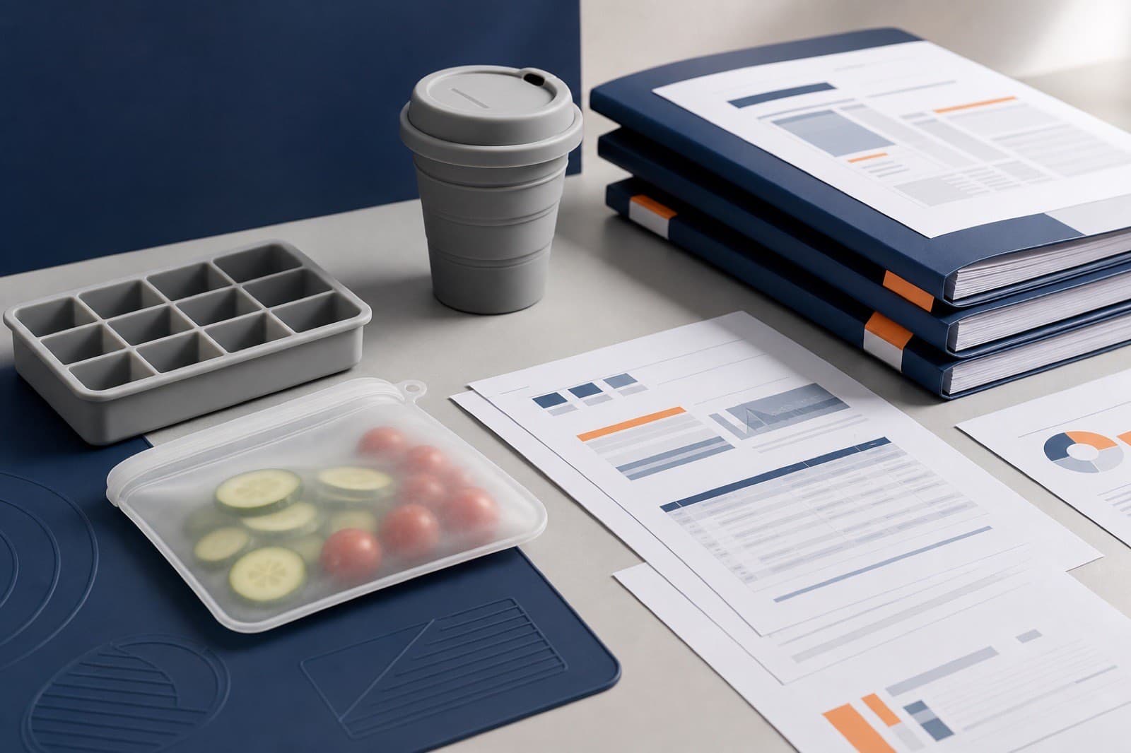 Silicone products beside organized generic compliance documents