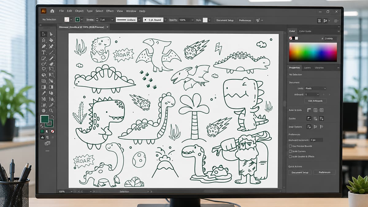 Dinosaur Silicone Coloring Mat Artwork Design