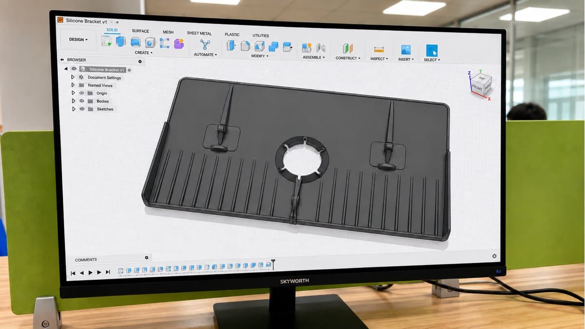 Foldable Silicone Faucet Mat CAD Design