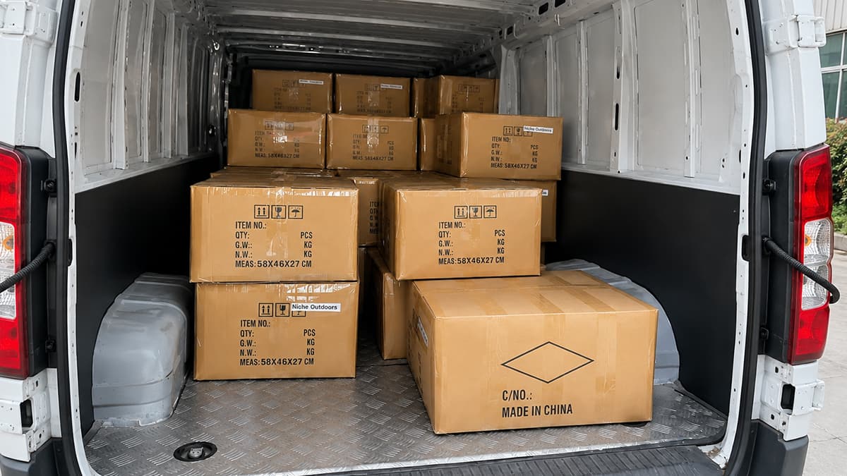 Cartons prepared for shipment for the custom logo ice mold order