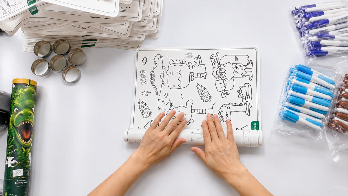 Renjia silicone product reference for How We Developed a Dinosaur Silicone Coloring Mat Set with Tube Packaging for an Australian Brand