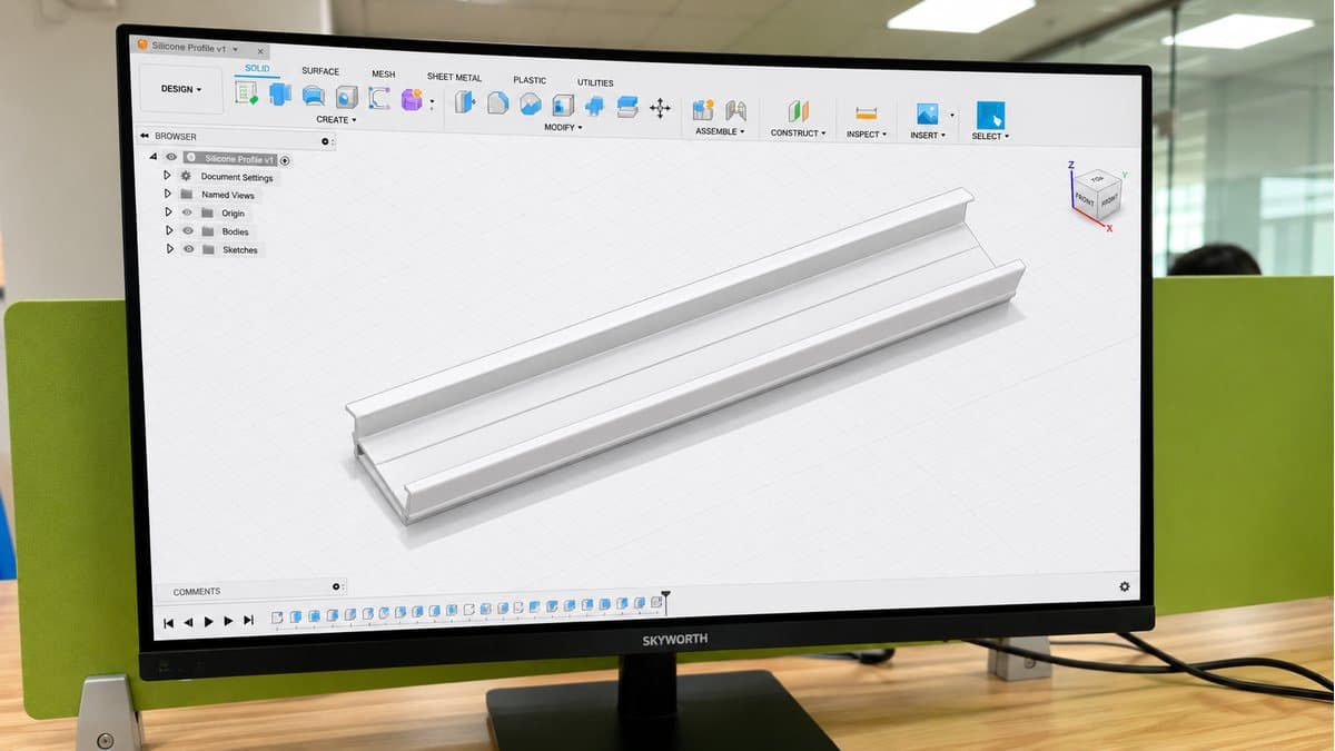 Silicone Stove Gap Cover CAD Cross Section