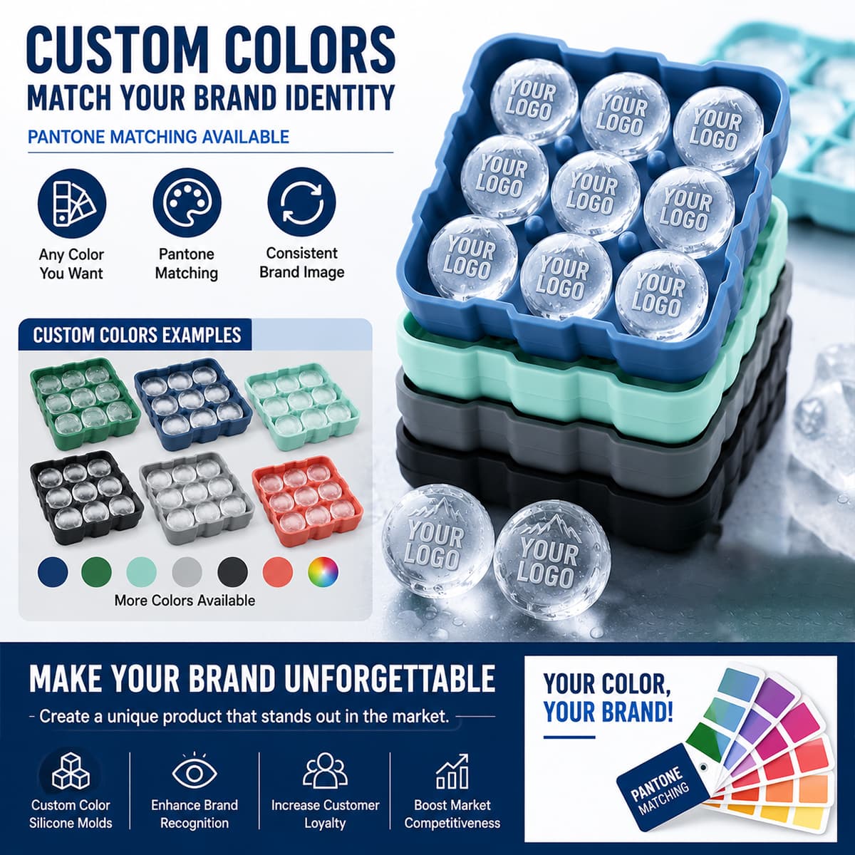 Pantone color options for custom silicone ice molds